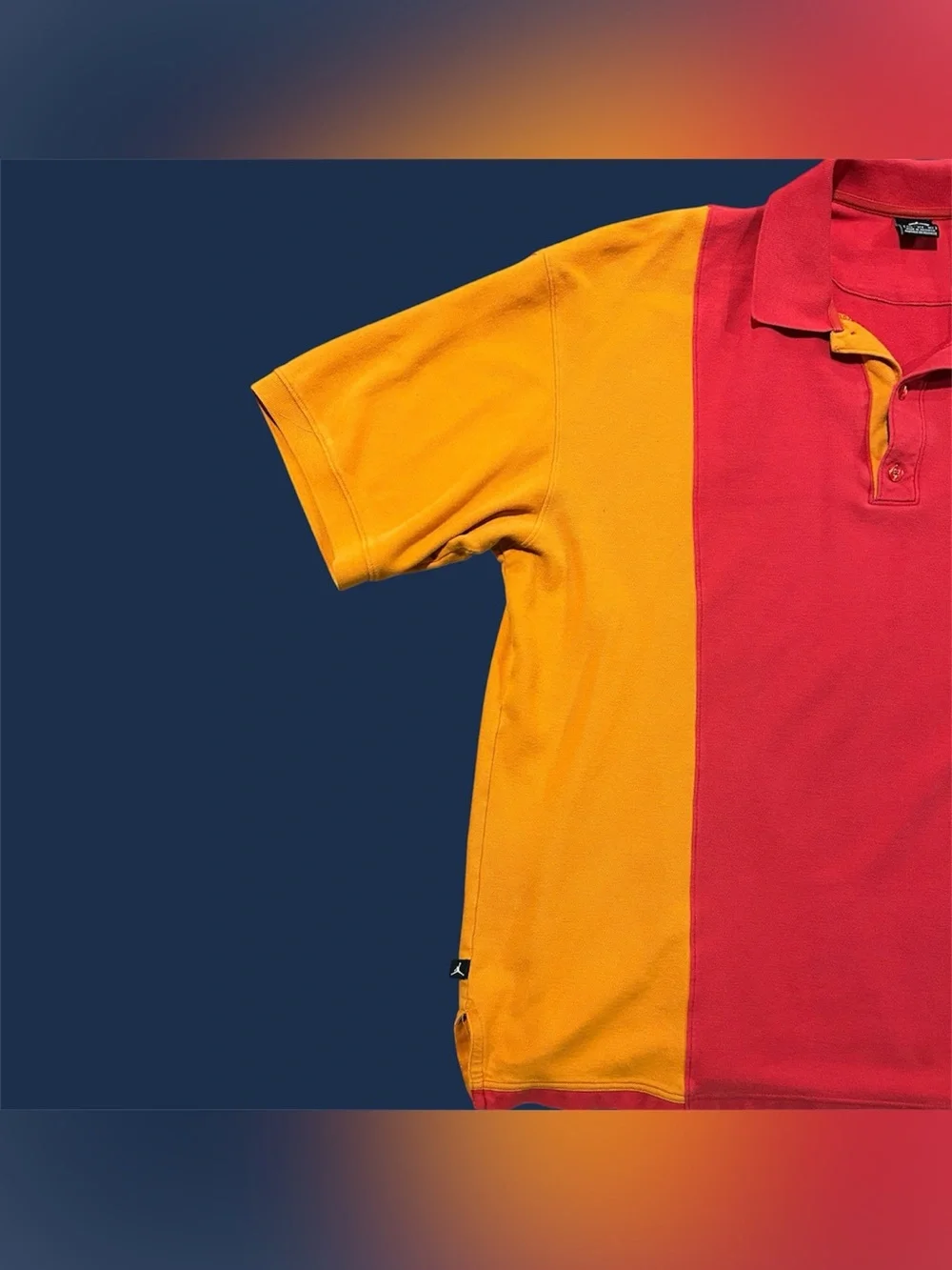 Vintage Jordan Brand Red & Orange Colorblock Cotton Polo 3XL